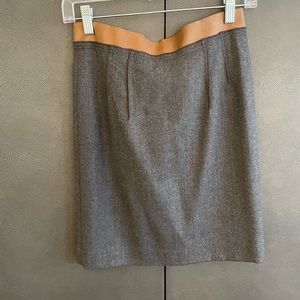 Grey Pencil Skirt with Cognac detail